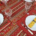 Provence rectangular coated cotton tablecloth "Avignon" red and yellow by "Marat d'Avignon"