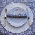 Cotton tablecloth "Ondine" grey and ecru by Tissus Toselli in Nice