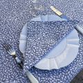 Cotton tablecloth "Ondine" grey and ecru by Tissus Toselli in Nice