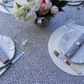 Cotton tablecloth "Ondine" grey and ecru by Tissus Toselli in Nice