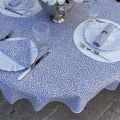 Round cotton tablecloth "Ondine" grey and ecru by Tissus Toselli in Nice