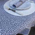 Round cotton tablecloth "Ondine" grey and ecru by Tissus Toselli in Nice