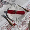 Rectangular christmas tablecloth in cotton "Cervin" grey and red