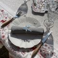 Rectangular christmas tablecloth in cotton "Cervin" grey and red