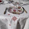 Rectangular christmas tablecloth in cotton "Cervin" grey and red