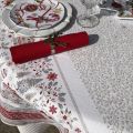 Rectangular christmas tablecloth in cotton "Cervin" grey and red