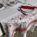 Rectangular christmas tablecloth in cotton "Cervin" grey and red
