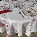 Rectangular christmas tablecloth in cotton "Cervin" grey and red