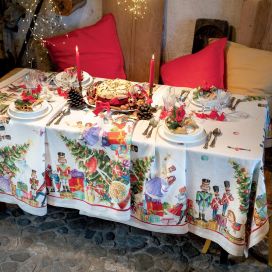Tessitura Toscana Telerie, rectangular linen tablecloth "Schiaccianoci"