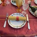 Rectangular Jacquard polyester tablecloth "Coloquinte" ocre from "Sud Etoffe"