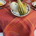 Rectangular Jacquard polyester tablecloth "Coloquinte" ocre from "Sud Etoffe"