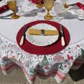 Christmas round tablecloth in cotton "Cervin" green and red