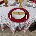 Christmas round tablecloth in cotton "Cervin" green and red
