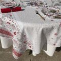 Christmas coated cotton tablecloth "Cervin" grey and red