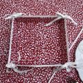 Coated cotton bread basket with laces "Ondine" red