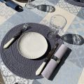 Rectangular Jacquard tablecloth, stain resistant Teflon "Carces" blue and grey