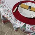 Rectangular christmas tablecloth in cotton "Cervin" green and red