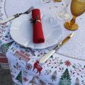 Rectangular christmas tablecloth in cotton "Cervin" green and red