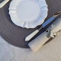 Round table mats, Boutis fashion "Mirabelle" taupe color by Sud-Etoffe