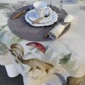 Round table mats, Boutis fashion "Mirabelle" taupe color by Sud-Etoffe