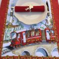 Tessitura Toscana Telerie, chemin de table en lin "Christmas Express"