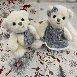 Barbara Bukowski - Couple of teddy bear Oliver et Melissa, blue dress
