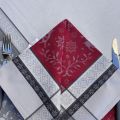 Serviette de table Jacquard "Vars" gris et rouge , Tissus Toselli