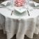 Round linen and polyester tablecloth "Coeurs brodés" white and linen bordure
