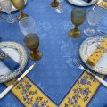 Jacquard table runner ou square table mats, Delft bordure "Avignon" yellow
