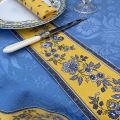 Jacquard table runner ou square table mats, Delft bordure "Avignon" yellow