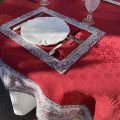 Set of 6 damask placemat Delft red, bordure "Bastide" red and grey