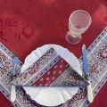 Jacquard table runner ou square table mats, Delft bordure "Bastide" red and grey