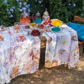 Tessitura Toscana Tellerie, round hemp tablecloth "Jelly"