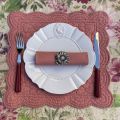 Squarel table mats, Boutis fashion pink "Cremaria" and matching napkins