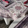 Square Jacquard tablecloth  "Montespan" Lilas, Tissus Toselli