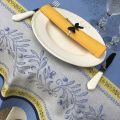 Square Jacquard tablecloth, Teflon "Olivia" blue, yellow, by Tissus Toselli