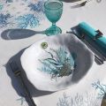 Nappe provençale ronde en coton "Lagon" bleu et turquoiseTissus Toselli