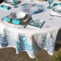 Round tablecloth in cotton "Lagon" blue and turquoise 230cm from Tissus Toselli
