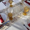 Webbed table runner Hems and roosters "Chantecler" Tissus Tosseli