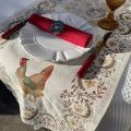 Webbed table runner Hems and roosters "Chantecler" Tissus Tosseli