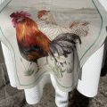 Linen kitchen towel roosters "Gauloise nero" Tessitura Toscana Telerie