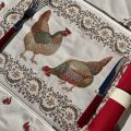 Set de table Jacquard, poules et coqs "Chantecler" Tissus Toselli, Nice
