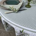 Round cotton tablecloth "Nyons" olives ecru and green, by Tisus Toselli