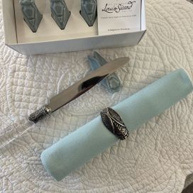 Box of 4 knife setting Cicada grey blue from Louis Sicard