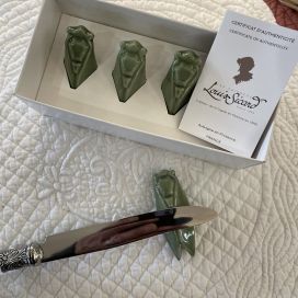Box of 4 knife setting Cicada green olive blue from Louis Sicard