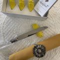 Box of 4 knife setting Cicada yellow blue from Louis Sicard