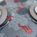 Rectangular coated cotton tablecloth "Corail" grey Sud Etoffe