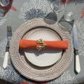 Round coated cotton tablecloth "Corail" grey Sud Etoffe