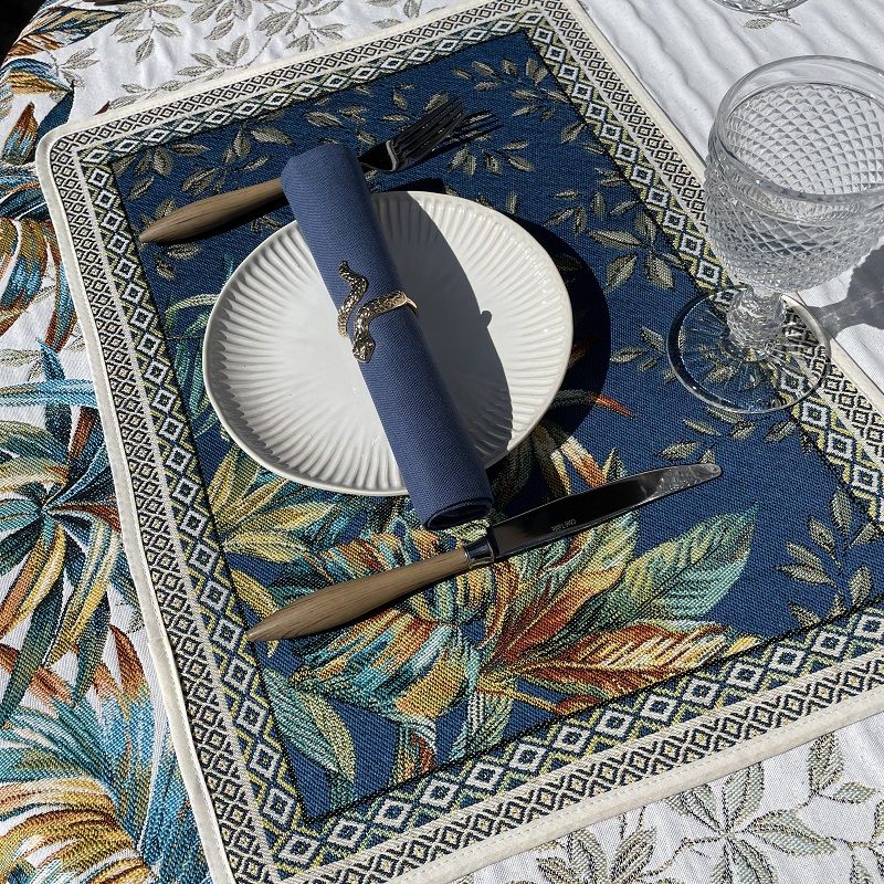 Provence Jacquard placemat "Morea" blue  from Tissus Toselli in Nice