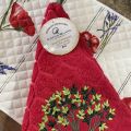 Embrodery round hand towel "Olivier" red